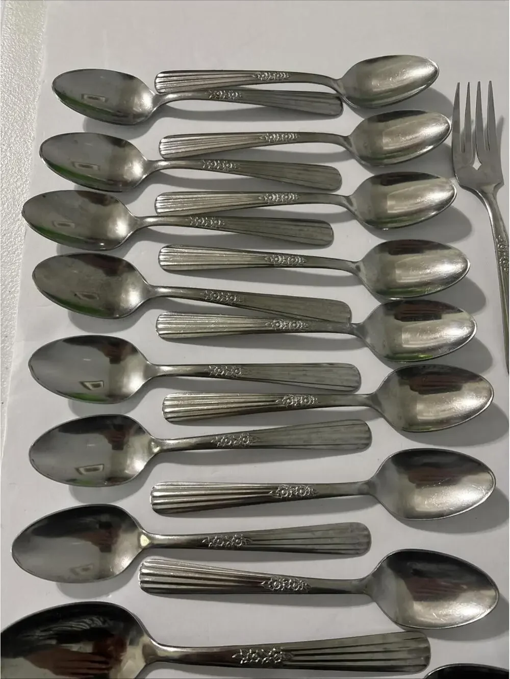 Vintage Oneida Thor FLUTED ROSE Stainless Steel Flatware 31 Pc Lot Spoons Forks